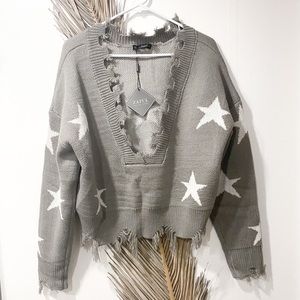 NWT Ripped V Neck Sweater